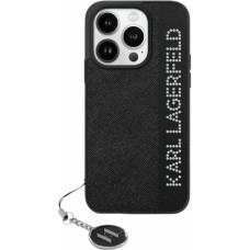 Karl Lagerfeld Saffiano Rhinestones & Charm case for iPhone 15 Pro Max - black