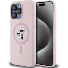 Karl Lagerfeld Silicone Karl&Choupette Ring MagSafe case for iPhone 15 Pro Max - pink