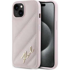 Karl Lagerfeld Diagonal Quilted Script case for iPhone 14 / 15 / 13 - pink