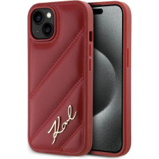 Karl Lagerfeld Diagonal Quilted Script case for iPhone 15 / 14 / 13 - red