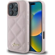 Guess Quilted Metal Logo iPhone 16 Pro Case - Pink