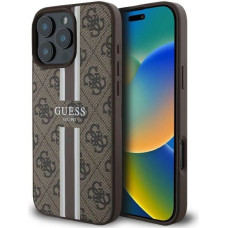 Guess 4G Printed Stripes MagSafe iPhone 16 Pro Case - Brown