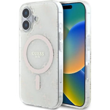 Guess IML 4G Background MagSafe Case for iPhone 16 Plus - White