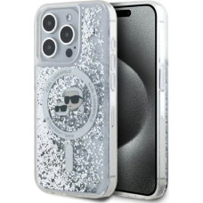 Karl Lagerfeld Liquid Glitter Karl & Choupette Head Magsafe Case for iPhone 15 Pro Max - Clear