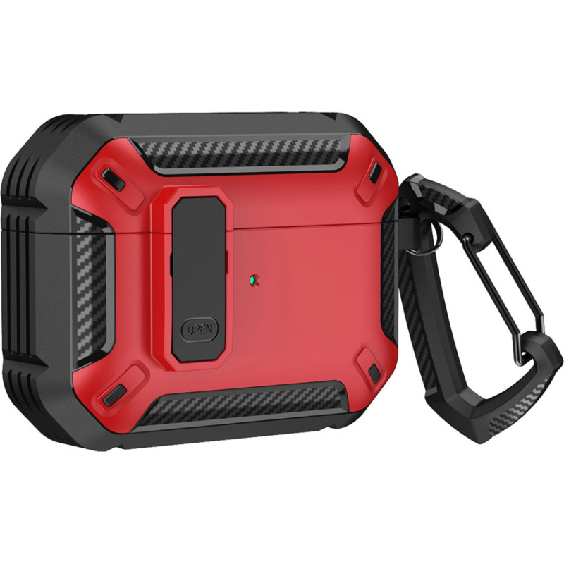 Hurtel Airpods 4 Armor Case with Carabiner - Red