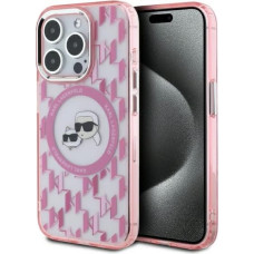 Karl Lagerfeld IML Monogram Karl & Choupette Head MagSafe Case for iPhone 15 Pro Max - Pink