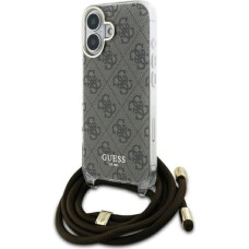 Guess Crossbody Cord 4G Print Case with Lanyard for iPhone 16 - Brown