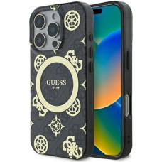 Guess IML Peony On 4G Background MagSafe Case for iPhone 16 Pro Max - Black