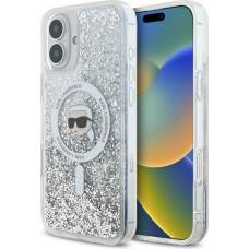 Karl Lagerfeld Liquid Glitter Karl Head Magsafe iPhone 16 Case - Clear