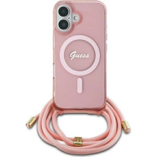 Guess Crossbody Cord Script MagSafe iPhone 16 Case - Pink