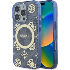 Guess GUHMP16XH4PYEEB iPhone 16 Pro Max 6.9" blue/blue hardcase IML Peony On 4G Background MagSafe