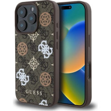 Guess Etui Guess Peony On 4G Background MagSafe na iPhone 16 Pro Max - brązowe