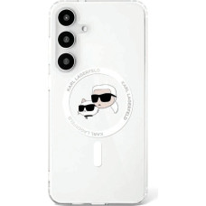 Karl Lagerfeld Etui Karl Lagerfeld Button Karl & Choupette Heads Printed Logo MagSafe Samsung Galaxy S25 Plus biały