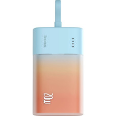 Baseus Popsicle 5200mAh 20W Powerbank with Built-in Lightning Cable (+ White Baseus Simple USB-C - USB-C 60W/20V/3A/30cm Cable) - Blue-Orange