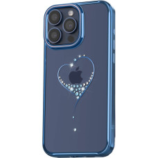 Kingxbar Silicone case with Swarovski crystals Kingxbar Wish Series for iPhone 15 - blue