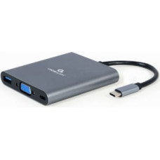 Gembird USB Type-C 6-in-1 multi-port Adapter + Card Reader Space Grey