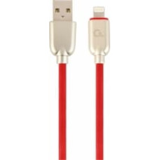 Gembird USB Male - Lightning Male Premium rubber 1m Red