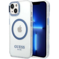 Guess Metal Outline MagSafe case for iPhone 14 Plus - blue