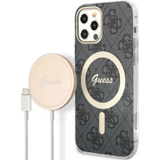 Guess Set Guess GUBPP12MH4EACSK Case+ Charger iPhone 12/12 Pro black/black hard case 4G Print MagSafe