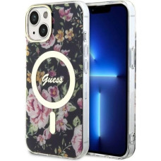 Guess Flower MagSafe case for iPhone 14 - black