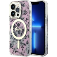 Guess GUHMP14XHCFWSP iPhone 14 Pro Max 6.7" pink/pink hardcase Flower MagSafe