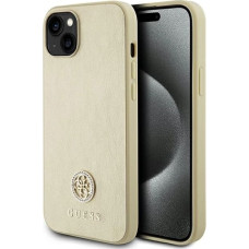 Guess Leather 4G Metal Logo Strass case for iPhone 15 - gold