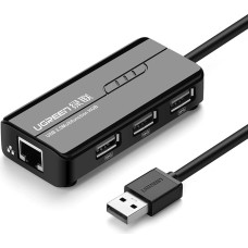 Ugreen 20264 RJ45 / USB-A 10/100Mbps HUB network adapter 3x USB-A 2.0 - black