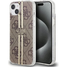 Guess IML 4G Gold Stripe case for iPhone 15 Plus / 14 Plus - brown