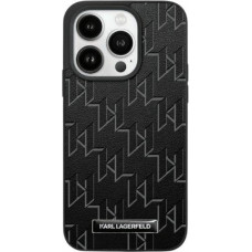 Karl Lagerfeld Leather Monogram Metal Logo case for iPhone 15 / 14 / 13 - black