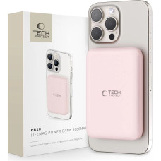 Tech-Protect LifeMag PB10 Powerbank with MagSafe 5000mAh 15W USB-C port - pink + USB-C cable