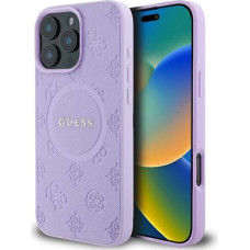 Guess Saffiano Peony Classic Logo MagSafe iPhone 16 Pro Max Case - Purple