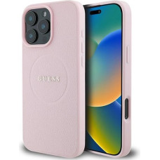 Guess Grained Ring MagSafe iPhone 16 Pro Case - Pink