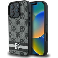 Dkny Checkered Pattern & Printed Stripes case for iPhone 16 Pro Max - black