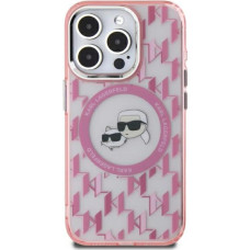 Karl Lagerfeld IML Monogram Karl & Choupette Head MagSafe iPhone 15 Plus Case - Pink