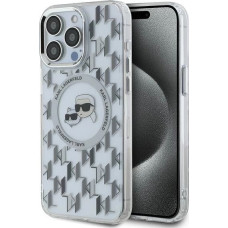 Karl Lagerfeld IML Monogram Karl & Choupette Head MagSafe Case for iPhone 15 Pro Max - Clear