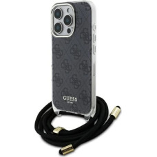 Guess Crossbody Cord 4G Print Case with Lanyard for iPhone 16 Pro - Black