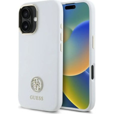 Guess Silicone Logo Strass 4G Case for iPhone 16 - White