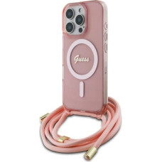 Guess Crossbody Cord Script MagSafe Case for iPhone 16 Pro - Pink