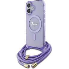 Guess Crossbody Cord Script MagSafe iPhone 16 Case - Purple