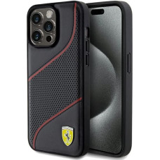 Ferrari Perforated Waves Metal Logo case for iPhone 15 Pro Max - black