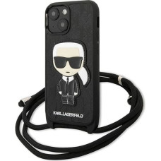 Karl Lagerfeld KLHCP13SCMNIPK iPhone 13 mini 5,4 "hardcase black / black Leather Monogram Patch and Cord Iconik