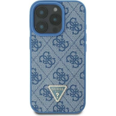 Guess Etui Guess Hardcase Leather 4G Triangle Strass MagSafe na iPhone 16 - niebieskie