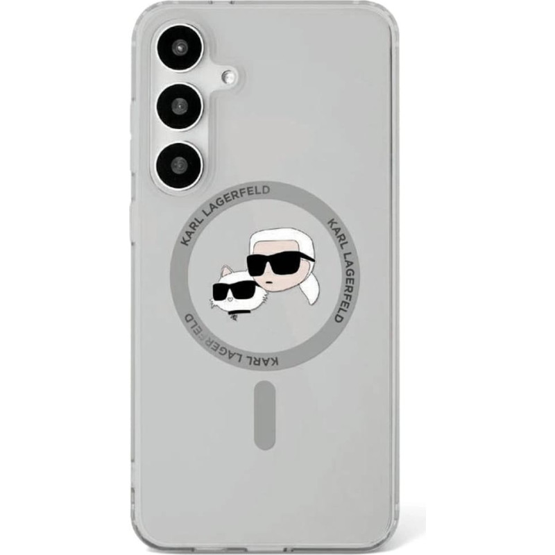 Karl Lagerfeld Etui Karl Lagerfeld Button Karl & Choupette Heads Printed Logo MagSafe Samsung Galaxy S25 Plus czarny