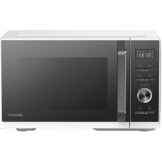 Toshiba Sda 3-in-1 Microwave Oven with Grill and Combination Hob, 26 Litres, Rotating Plate with Storage, Timer, Built-in LED Lights, 900 W, Grill 1000 W, Pizza Programme, White, Product dimensions: 442*368*260