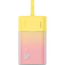 Baseus Popsicle 5200mAh 20W Powerbank with Built-in Lightning Cable (+ White Baseus Simple USB-C - USB-C 60W/20V/3A/30cm Cable) - Yellow-Pink