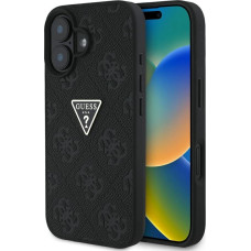 Guess Hot Stamp 4G Pattern Triangle Metal Logo case for iPhone 16 - black