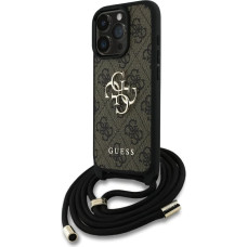 Guess 4G Big Logo Cord Stap Crossbody Case for iPhone 16 Pro Brown