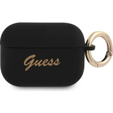 Guess GUAPSSSK AirPods Pro cover black/black Silicone Vintage Script