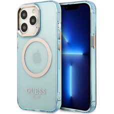 Guess GUHMP13XHTCMB iPhone 13 Pro Max 6.7" blue/blue hard case Gold Outline Translucent MagSafe