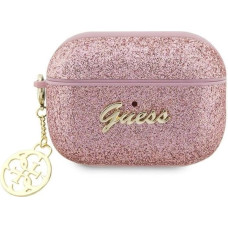 Guess GUAP2GLGSHP AirPods Pro 2 cover pink/pink Glitter Flake 4G Charm